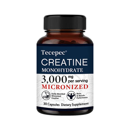 Creatine Monohydrate 3000 mg Capsules, Supports Pre-Workout and Healthy Muscles, Focus & Memory, Easy to Absorb, Easy to Swallow