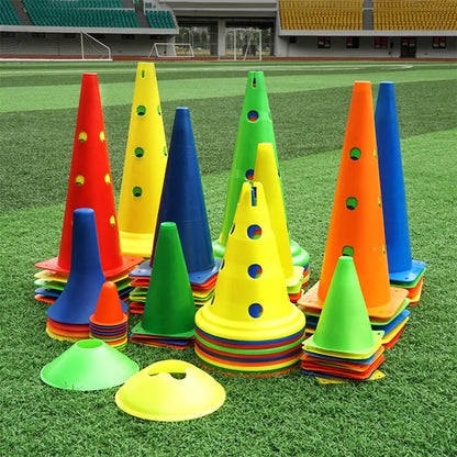 10PCS Perforated Cones Soccer Training Roadblocks Multi Function Obstacle Barrels Traffic Agilitys Cones Windproof Marker Roller