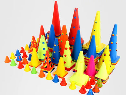 10PCS Perforated Cones Soccer Training Roadblocks Multi Function Obstacle Barrels Traffic Agilitys Cones Windproof Marker Roller